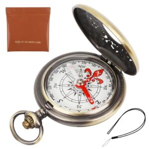 Kompass für Outdoor-Aktivitäten, 3 Stück Vintage Kompass Schlüsselanhänger, klein und miniaturisiert, portable und wasserdicht, ideal für Kinder und Erwachsene als Taschenkompass mit Ledertasche