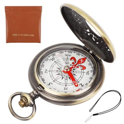 Kompass für Outdoor-Aktivitäten, 3 Stück Vintage Kompass Schlüsselanhänger, klein und miniaturisiert, portable und wasserdicht, ideal für Kinder und Erwachsene als Taschenkompass mit Ledertasche