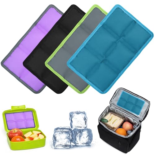 Flexible Kühlpads aus weichem Polyester - 4 Stück klein, wiederverwendbar für Lunchboxen und Kühltaschen
