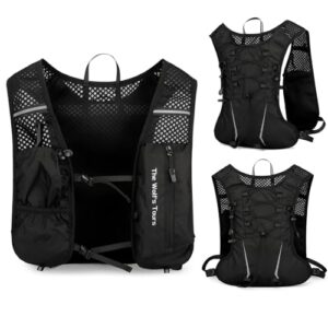 Laufweste Damen und Herren, Trinkrucksack Ultraleicht 200g und Atmungsaktiv, Laufrucksack 5L, Verstellbare Brustgurte, Reflektierender Running Vest für Wandern, Jogging, Fahrrad, Marathon