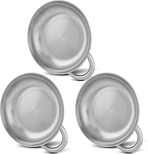 Edelstahlteller für Outdoor-Aktivitäten mit Griff, 18 x 5 cm, 1 Liter Fassungsvermögen, rostfrei, einzelner oder Set