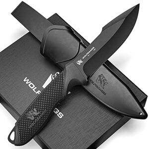 ODENWOLF W1 Outdoor Messer mit feststehender Klinge und Scheide, ideal für Jagd, Überleben und Bushcraft