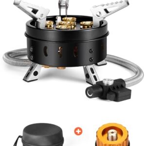 Portable Gaskocher für Camping und Outdoor-Aktivitäten mit externer Zündung, 5 Brenner, faltbar und leicht zu transportieren