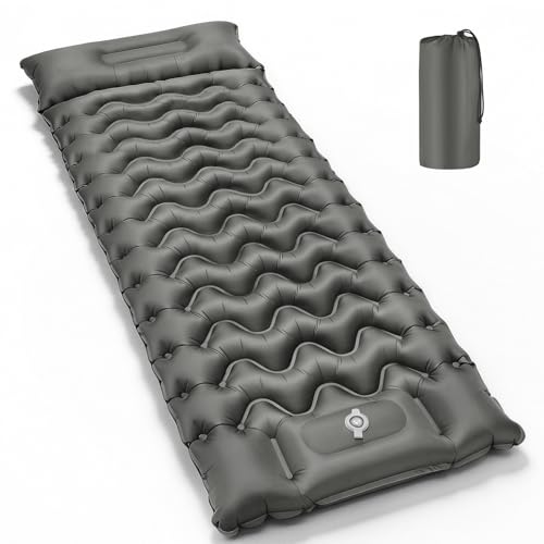 PHYSEN Camping Isomatte mit Aufblasbare & 360° Riemen - Wasserdicht Fußpumpe Luftmatratze für Outdoor, Strand, Auto & Wohnmobil - Schnellaufblasbar & Fixierbar