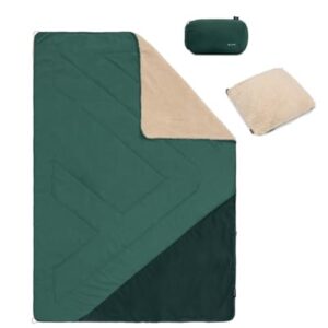 Weiche Teddy Fleece Decke für Outdoor-Abenteuer, wasserabweisend und raschelfrei, Camping- und Garten-Decke mit Poncho- und Kissenfunktion