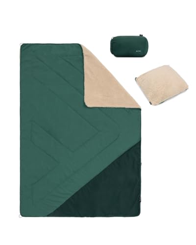 Weiche Teddy Fleece Decke für Outdoor-Abenteuer, wasserabweisend und raschelfrei, Camping- und Garten-Decke mit Poncho- und Kissenfunktion