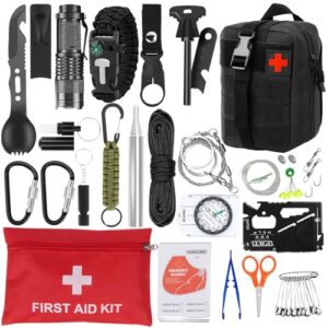QLOUNI Survival Kit - 69-teiliges Notfall-Survival-Kit mit Erste-Hilfe-Set und multifunktionalen Werkzeugen für Camping und Outdoor-Aktivitäten