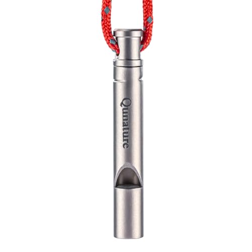 Hochwertige Trillerpfeife aus Titan für Notfälle bei Outdoor-Aktivitäten wie Wandern, Camping und Jagd. Laut bis 120 dB.