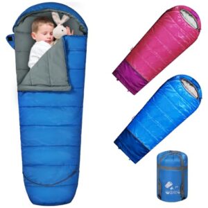REDCAMP Kinderschlafsack für Jungen und Mädchen, bequemer und warme Camping-Schlafsack mit anpassbarer Länge und 3-Jahreszeiten, ideal für Outdoor-Aktivitäten und Camping-Touren