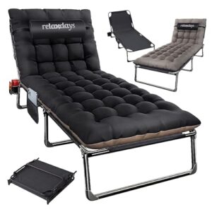 Relaxdays Campingbett klappbar, Matratze und Nackenkissen für Camping und Outdoor-Aktivitäten bis 250 kg in schwarz