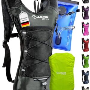 Trinkrucksack für Lauf- und Fahrradfreunde, ultraleicht 300g und 6L, BPA-frei, Trinkblase 2l, Rucksack mit Trinkblase und Reflektoren