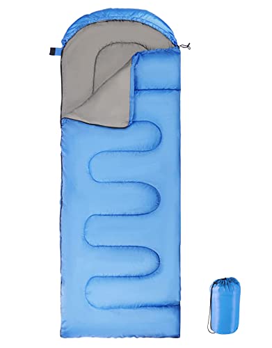 Schlafsack mit Kapuze für Camping, Wandern und Rucksackreisen, wasserdicht, warm und leicht, ideal für 3 Jahreszeiten