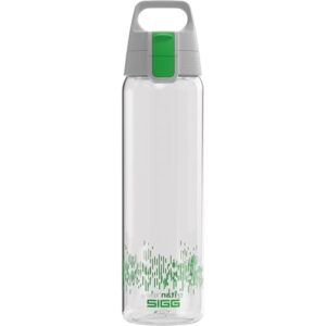 SIGG Tritan Trinkflasche, Sportflasche Total Clear ONE MyPlanet Grün, kohlensäurehaltige Getränke, Spülmaschinenfest und BPA-frei für Sport & Fitness