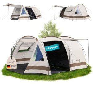 Skandika Kambo Tunnelzelt: Großes Campingzelt für 6 Personen mit dunkler Schlafkabine und wasserdichter Konstruktion, ideal für Familien und Gruppen