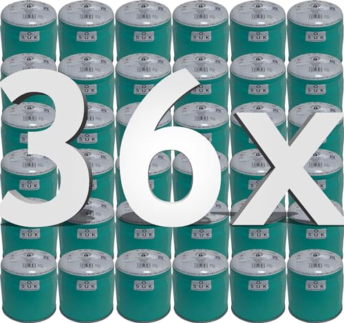 Vollausgestattetes Set mit 36 Gaskartuschen, SOUK ONE-Gaskartuschen nach EN417-Norm, integriertes Sicherheitsventil, vielseitig einsetzbar für Campingkocher, Gaskocher und Gasheizungen