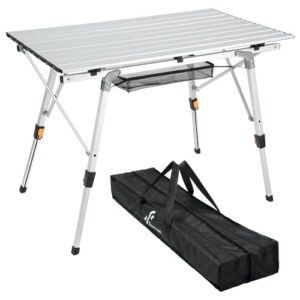 Tragbarer Campingtisch mit verstellbarer Höhe und klappbarer Aluminium Tischplatte für draußen, ideal für Zelten, Camping und Gartenküche