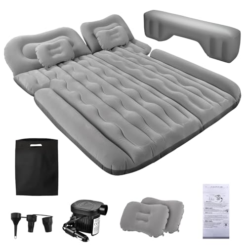 Aufblasbare SUV-Matratze für Auto, Luftmatratze für Kofferraum mit Luftpumpe und 2 Kissen, bequemes Doppelbett für Reisen, Camping, Outdoor-Abenteuer