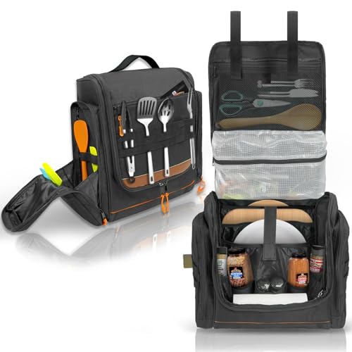 Taktische Camping-Küchen-Organizer-Tasche mit Papierhandtuchhalter, ideal für Grillen, Wandern und Wohnmobil-Camping