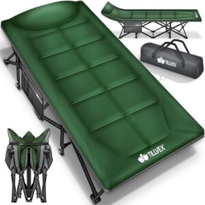 Campingliege extra breit für Outdoor & Indoor mit Tragetasche bis 280 kg, klappbares Feldbett Karpfenliege faltbar Garten Camping Angeln Festival Reise
