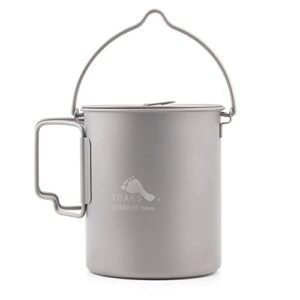 Einzelner Titan-Pot für den Picknick-Genuss, hochwertiges Titan-Material, geringes Gewicht, robuster Deckel mit verschließbarem Griff und kompatibel mit verschiedenen Becher- und Cup-Varianten