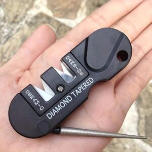 Kompaktes Multifunktionswerkzeug für Outdoor-Camping und Wandern, 4-in-1 Messerschärfer aus schwarzem Stahl