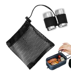 Tragbarer Salzstreuer für Reisen, 2-teiliges Set aus Edelstahl mit Tasche für Zuhause, Wandern, Klettern, BBQ im Freien