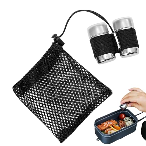 Tragbarer Salzstreuer für Reisen, 2-teiliges Set aus Edelstahl mit Tasche für Zuhause, Wandern, Klettern, BBQ im Freien