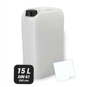 Trevendo Wasserkanister 15 Liter (DIN 61, Ø49 mm) - Vielseitig einsetzbar, robust und sicher - Lebensmittelecht - BPA-frei - Ideal für Camping, Reisen und mehr