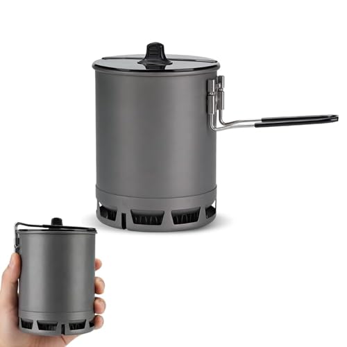 Ultraleichter Camping Topf für den Außenbereich, 600ml Leicht Ramen Topf mit Hocheffizienz, Faltbar und Wärmetauscher für Wandern und Reisen