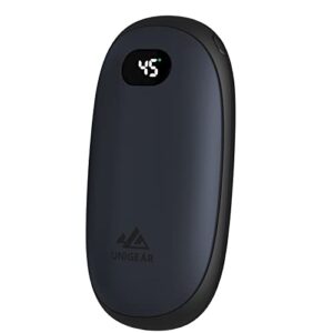 Elektrophänisches tragbares Gerät mit freier Heizstufen von 35-55°C & digitalem Bildschirm, Unigear Handwärmer wiederaufladbar, 5200mAh Powerbank für kalte Tage und Outdoor-Abenteuer