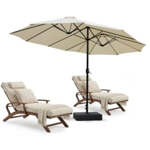 Doppelseitiger Sonnenschirm mit Kurbel, beige Farbe, UV-Schutz für Terrasse, Garten oder Pool
