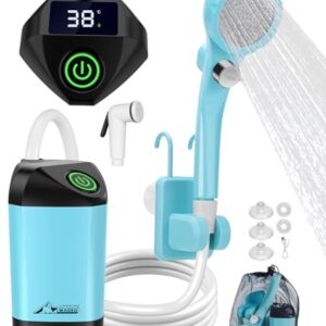 Tragbare Campingdusche Akku mit Pumpe, 5 l/min, 1 gpm, Duschkopf, Schlauch, Hose, für Camping-Reisen, Geocaching, Autowaschen