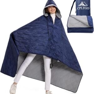 Wasserdichte Picknickdecke Fleecedecke mit Hut, Blaue, Outdoor-Aktivitäten, Camping, Strand, Stadion, Auto, Sofa, Yoga, kaltes Wetter, Reisedecke Ultraleicht Warm Winddicht Sandfest