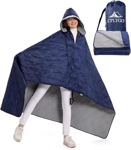 Wasserdichte Picknickdecke Fleecedecke mit Hut, Blaue, Outdoor-Aktivitäten, Camping, Strand, Stadion, Auto, Sofa, Yoga, kaltes Wetter, Reisedecke Ultraleicht Warm Winddicht Sandfest