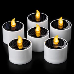 Solar Teelichter Außen gelb, flammenloses Licht für Outdoor Gebrauch, wasserdicht und energieeffizient