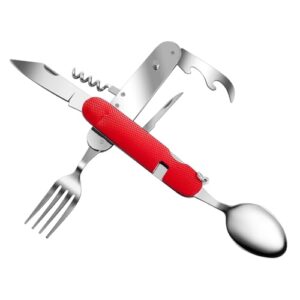 ZIMAIC 6-in-1 Edelstahl Outdoor Camping Besteckset, faltbares Essbesteck-Set mit abnehmbarem Besteck für Camping Wandern Reisen Picknick und Festival - Detailansicht von oben
