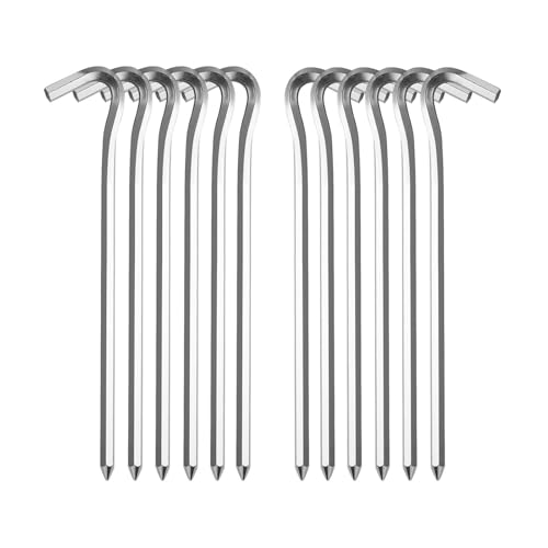 Zeltheringe für Garten, Camping, Angeln und Zelten - 12 Stück - Aluminiumlegierung - für harte Böden und normale Zeltplätze