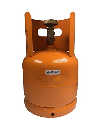 GARDINGER befüllbare 1 kg Gasflasche orange mit Kragen Propan/Butan mit Anschluss 3/8"