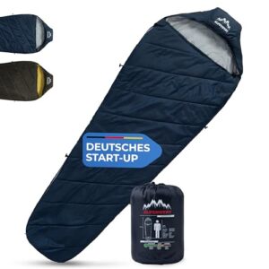 Kompakter und leichter Schlafsack für Camping und Outdoor-Aktivitäten - wasserabweisend, Reißverschluss mit Einklemmschutz und Kältebrücke