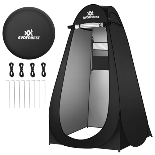AVOFOREST Pop Up Duschzelt, Toilettenzelt mit Tragetasche & Zubehör für Camping, Strand und Wandern. Mobile Umkleidezelt Privatsphäre Toilette Outdoor Klozelt.