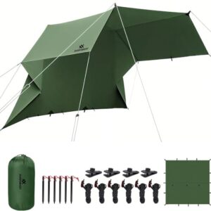 AVOFOREST Tarp 3x3 Wasserdicht, Zeltplane mit 19 Ösen, Aluminiumstiften und Nylonseilen für Outdoor-Camping-Picknick-Wandern-Hängematte