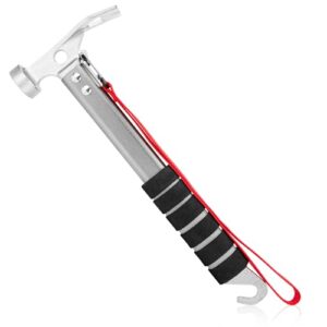 Multifunktionaler, leichter Aluminium-Hammer mit Haken für Camping und Outdoor-Aktivitäten aus Silber