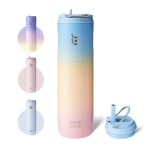 Isolierte Edelstahl-Trinkflasche 750 ml mit Strohhalm, Deckel & Griff - Auslaufsicher, BPA-frei, Doppelwandig - Wasserflasche für Sport, Reisen und Fitness