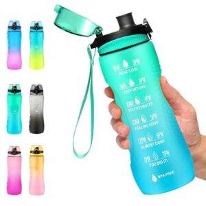Moderner Wasserflaschenhals mit Zeitmarkierung, sicher und auslaufsicher. Binudum Trinkflasche für Jugendliche, Erwachsene, Fitnessstudio