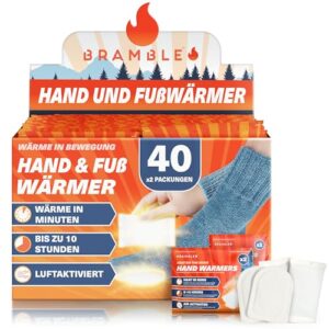 Bramble Hand und Zehenwärmer Vielfaltspackung - 40 Paar, insgesamt 80 Einweg-Taschenhand- und Selbstklebende Fußwärmer - luftaktiviert und geruchsfrei - bis zu 10 Stunden Wärme