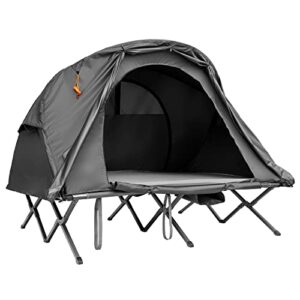 COSTWAY Feldbett mit Zelt für 2 Personen, Campingbett mit selbstaufblasender Luftmatratze und wasserdichter Abdeckung