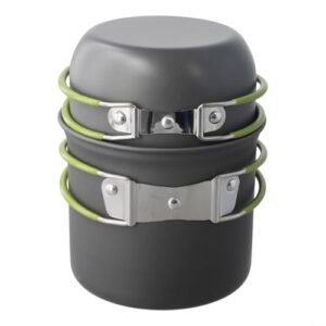 Camping-Topf-Set mit faltbarem Griff, perfekt für Outdoor-Kochbegeisterte, leicht zu tragen und zu reinigen, grüner Griff