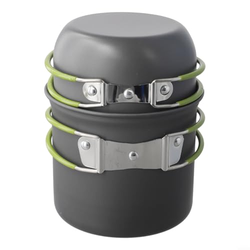 Camping-Topf-Set mit faltbarem Griff, perfekt für Outdoor-Kochbegeisterte, leicht zu tragen und zu reinigen, grüner Griff