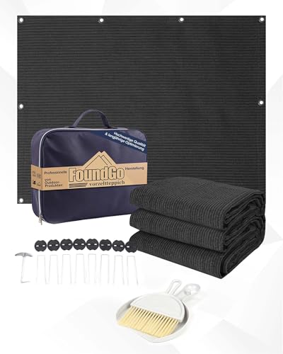 Vorzeltteppich 300x400cm aus hochwertigem HDPE-Material für Camping und Outdoor-Aktivitäten, inkl. Tragetasche, Stahlnägeln und Kleinem Besen, Anthrazitfarbe