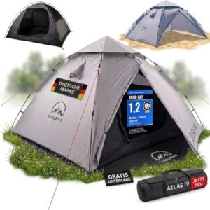 GOALPINE Atlas IV Wurfzelt Pop-up Zelt für 2-4 Personen, 100% wasserdicht, in 40 Sekunden aufgebaut, ideal für Camping, Festival & Strand